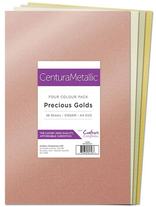 Crafters Companion Centura Pearl Metallic A4 36 Sheet Pack - Precious Golds