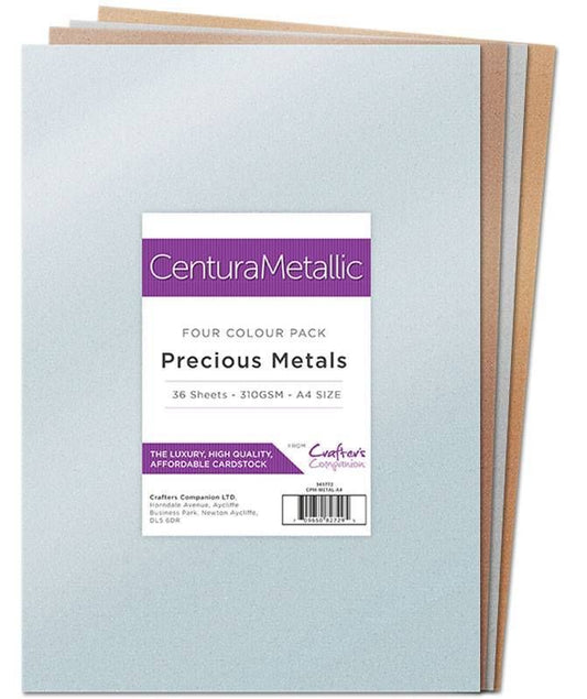 Crafters Companion Centura Pearl Metallic A4 36 Sheet Pack - Precious Metals