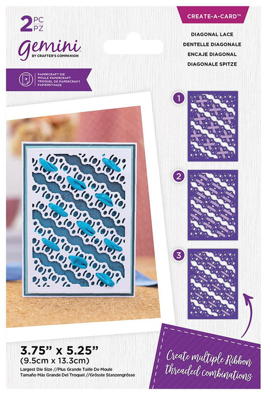 Gemini Create-a-card Ribbon Threading Die - Diagonal Lace