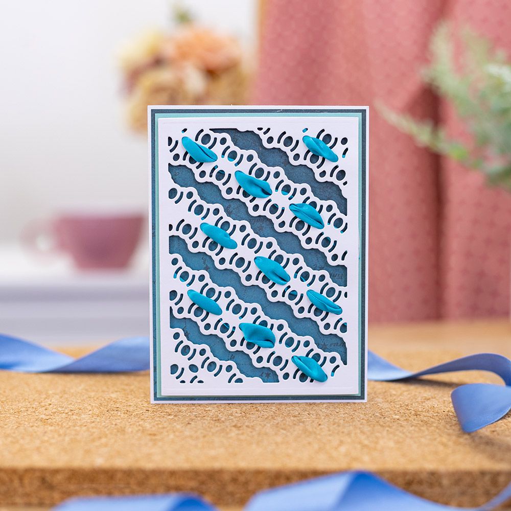 Gemini Create-a-card Ribbon Threading Die - Diagonal Lace