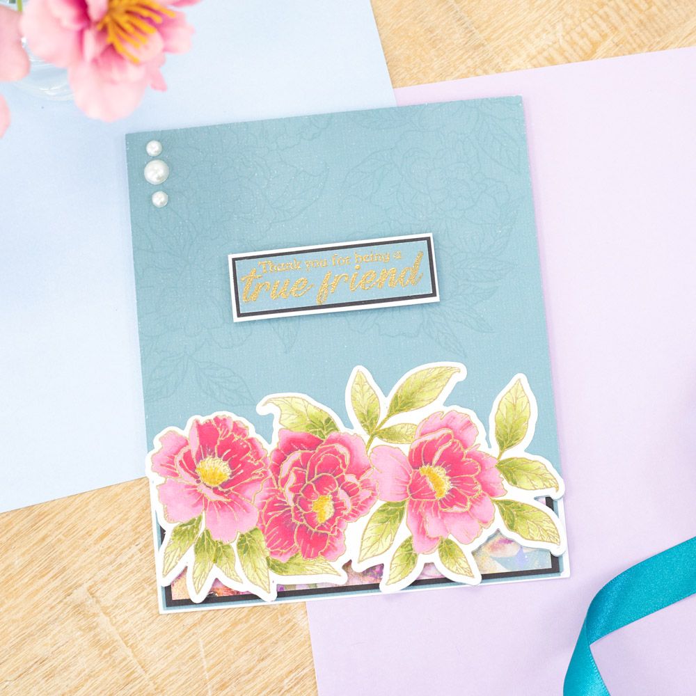 Sara Signature Say It With Flowers Stamp and Die - Pretty Peonies