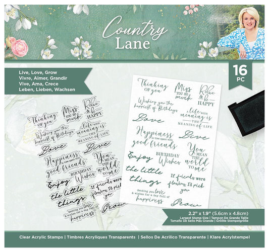 Sara Signature Country Lane Clear Acrylic Stamp - Live, Love, Grow