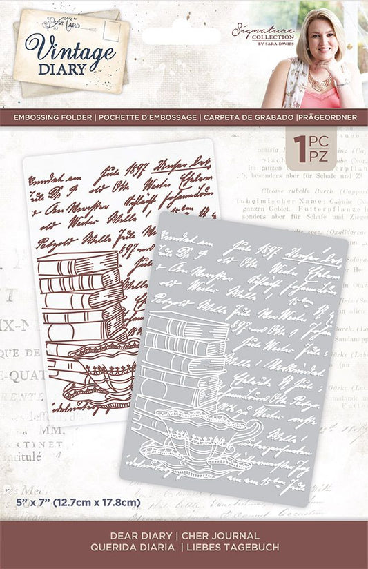 Vintage Diary - 5" x 7" Embossing Folder - Dear Diary