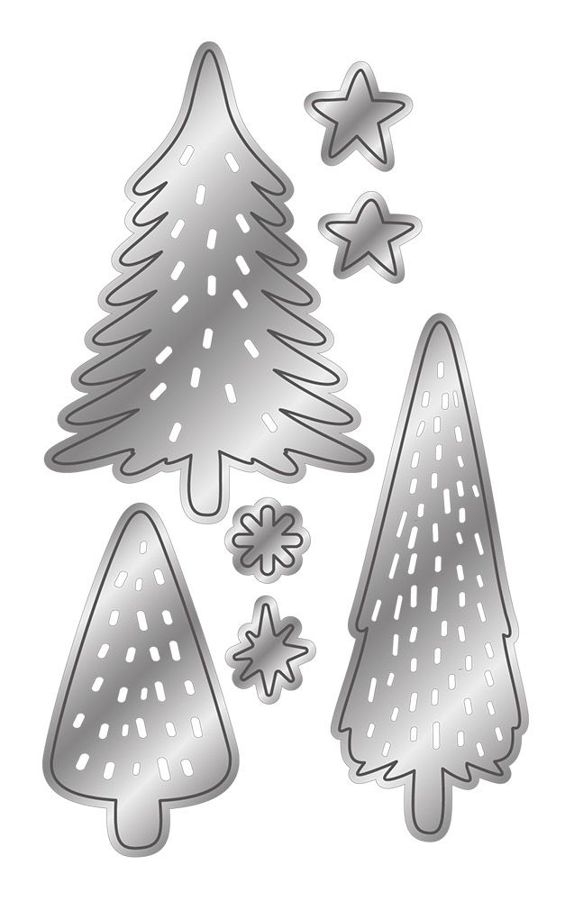 Sara Signature Watercolour Christmas Metal Die Set - Quirky Christmas Trees