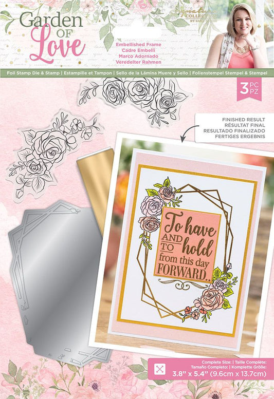 Sara Signature - Garden of Love Foil Stamp Die and Stamp Set - Embellished Frame