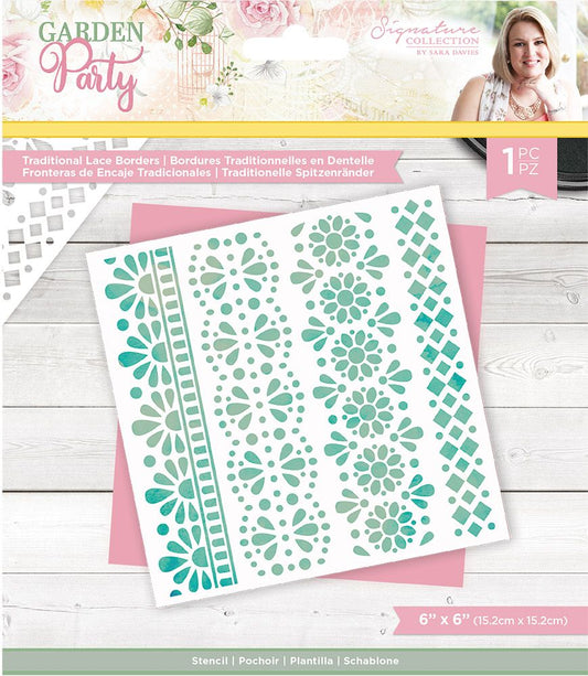 Sara Signature Garden Party Stencil - Traditional Lace Borders