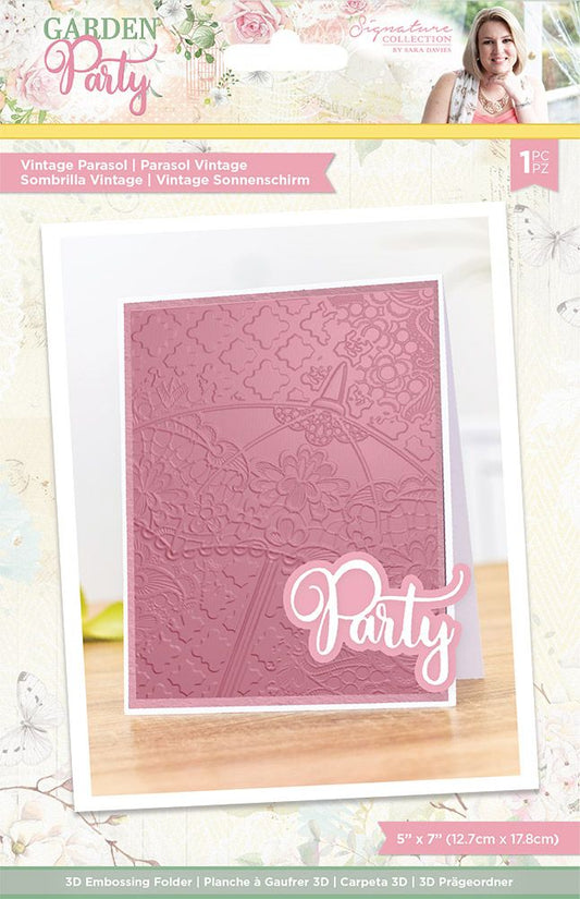 Sara Signature Garden Party 5x7 3D Embossing Folder - Vintage Parasol