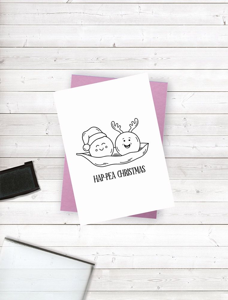 Crafters Companion Punny Christmas Photopolymer Stamp - Hap-pea Christmas