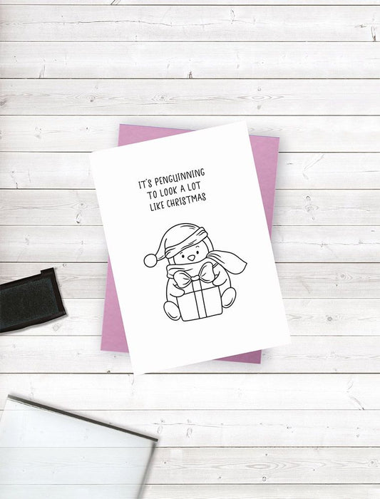 Crafters Companion Punny Christmas Photopolymer Stamp - It’s Penguinning