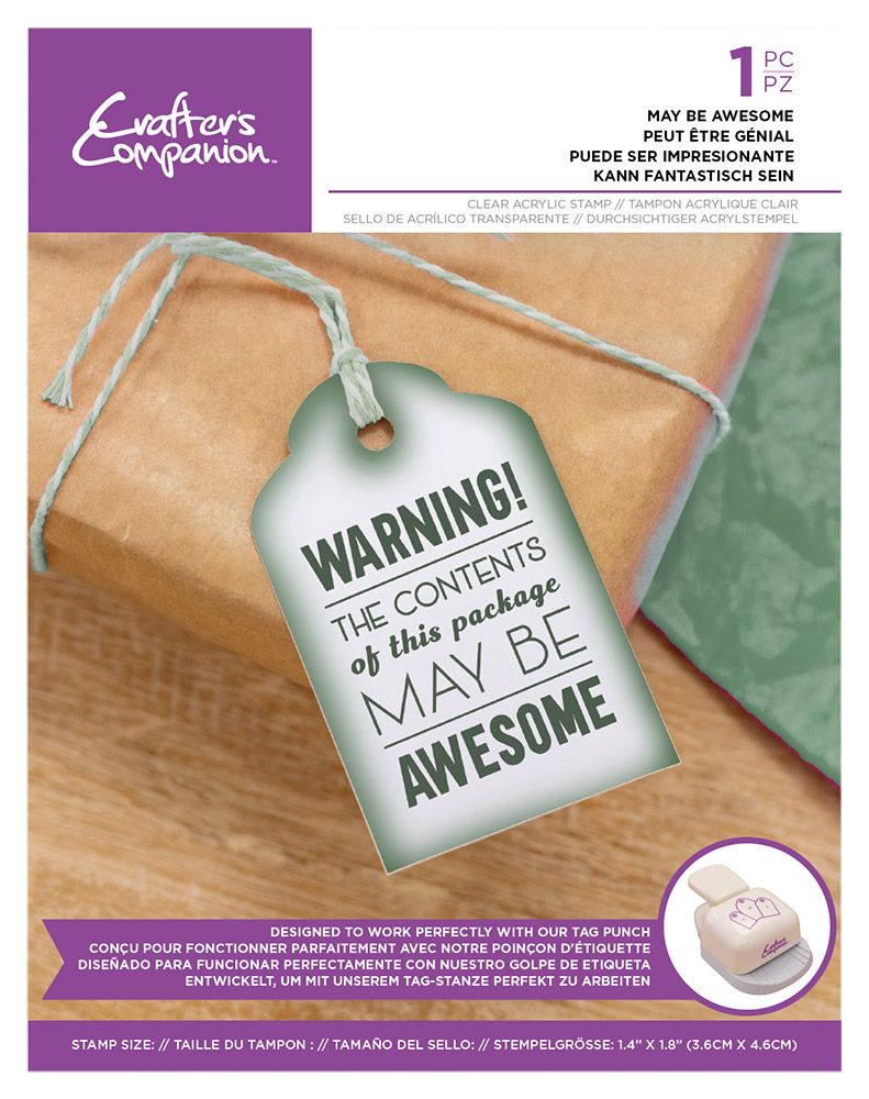 Crafters Companion Sentiment Tag Clear Acrylic Stamp - May Be Awesome