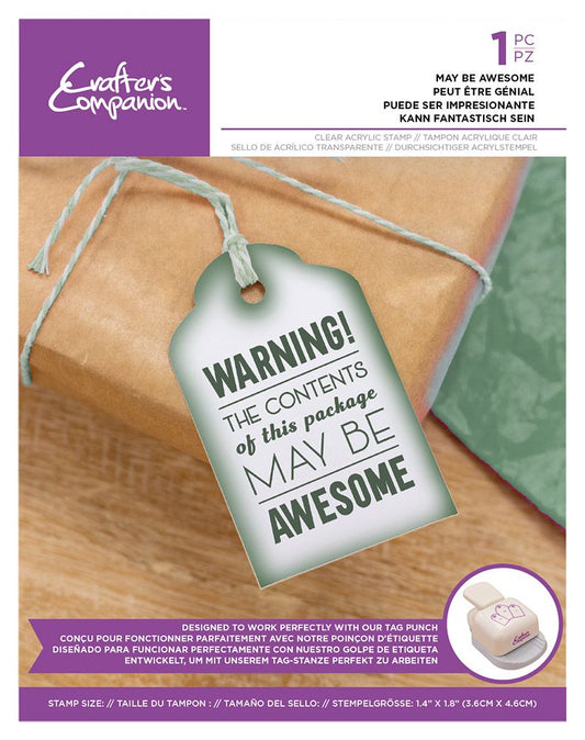 Crafters Companion Sentiment Tag Clear Acrylic Stamp - May Be Awesome