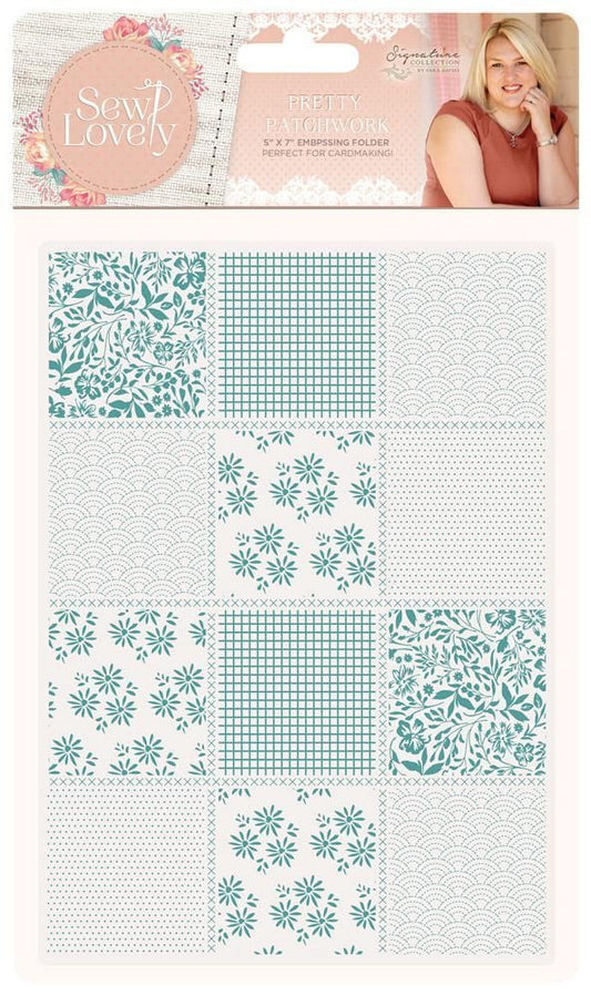 Sara Signature Sew Lovely 5x7 Embossing Folder - Pretty Patchwork