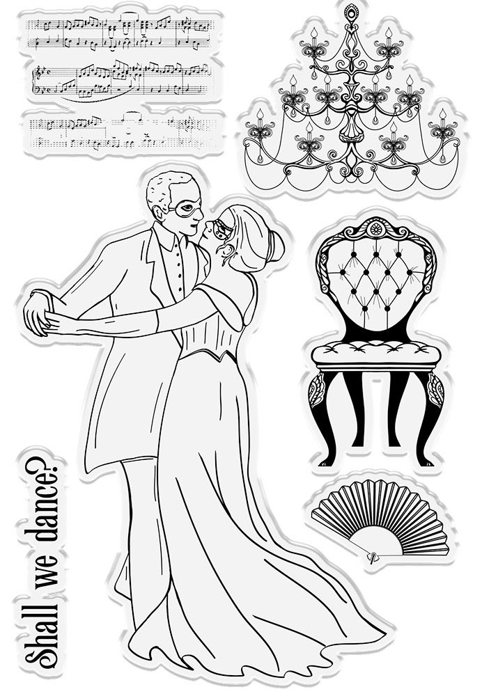 Masquerade Ball - Clear Acrylic Stamp - Shall We Dance?