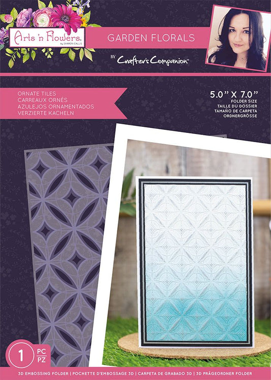 Sharon Callis Crafts Arts n Flowers Garden Florals 3D Embossing Folder - Ornate Tiles