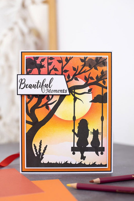 Crafters Companion Silhouette Stencils and Photopolymer stamp - Beautiful Moments