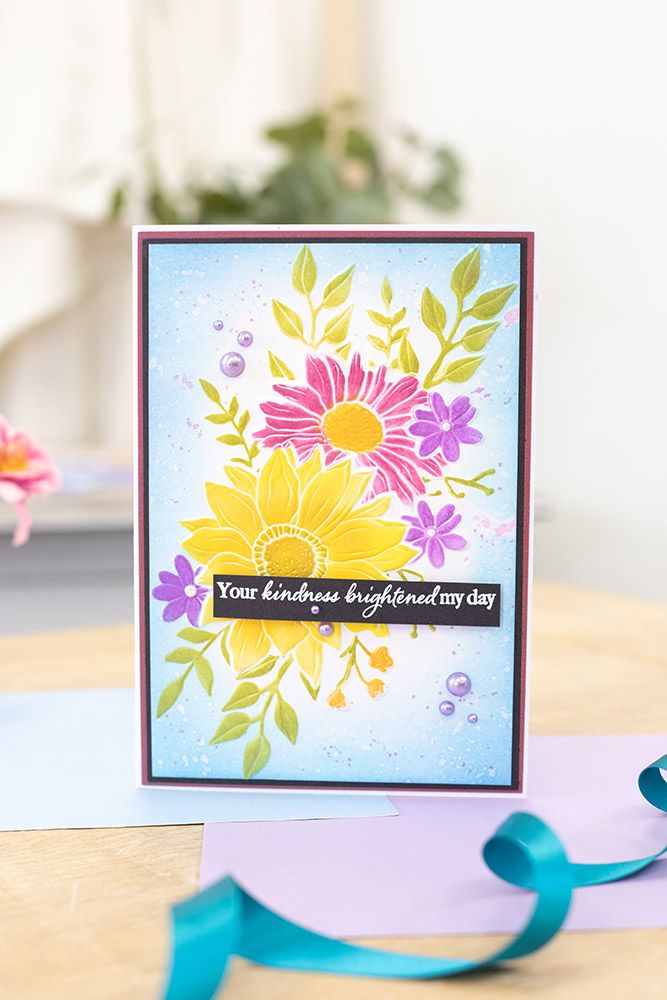 Sara Signature Say It With Flowers 5" x 7" 3D Embossing Folder and Stencils - Elegant Floral Spray