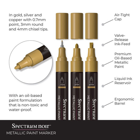 Spectrum Noir-Metallic Paint Marker (3PC) - Molten Copper