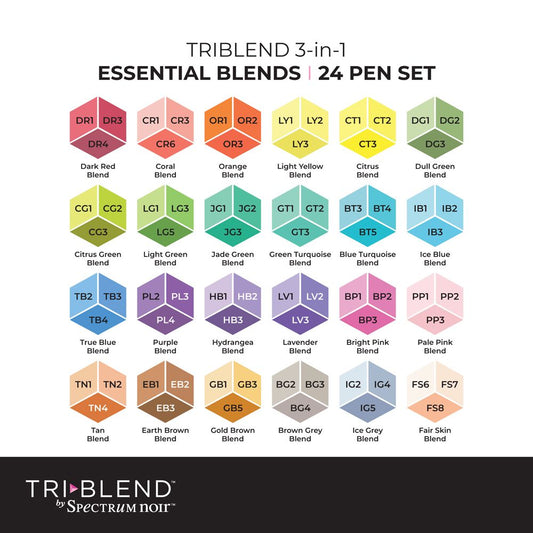 TriBlend 24 PC Marker Set by Spectrum Noir - Essential Blends
