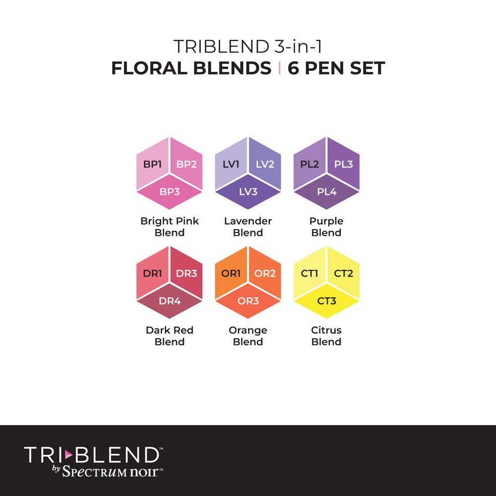 TriBlend 6 PC Marker Set by Spectrum Noir - Floral Blends