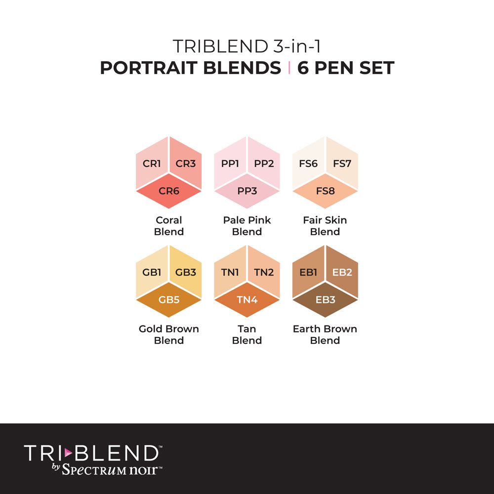 TriBlend 6 PC Marker Set by Spectrum Noir - Portrait Blends