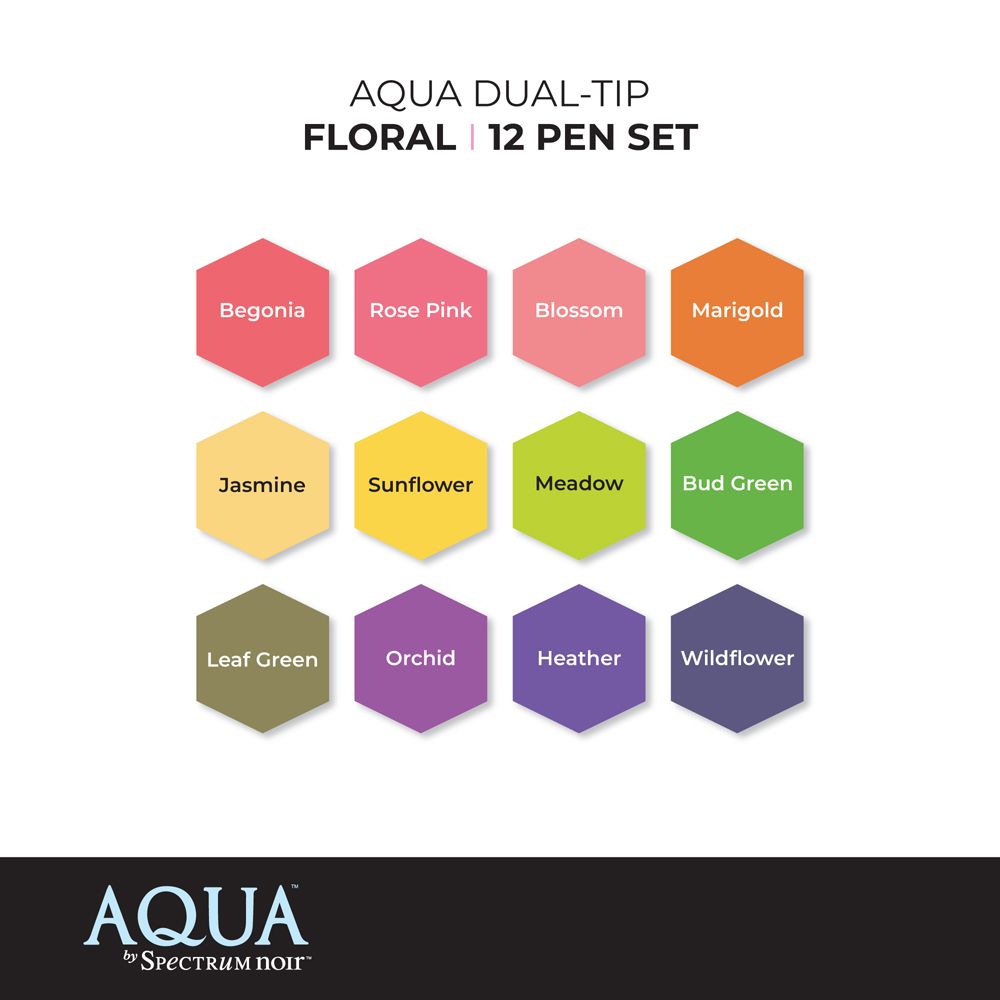 Spectrum Aqua 12pc Marker Set - Floral