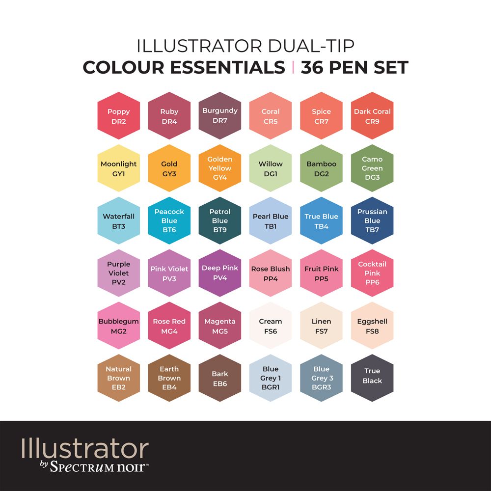 Spectrum Illustrator 36pc Marker Set - Colour Essentials