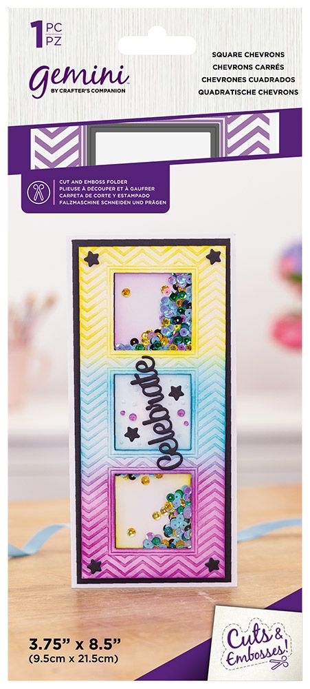 Gemini - 4" x 8.5" Embossing Folder - Square Chevrons