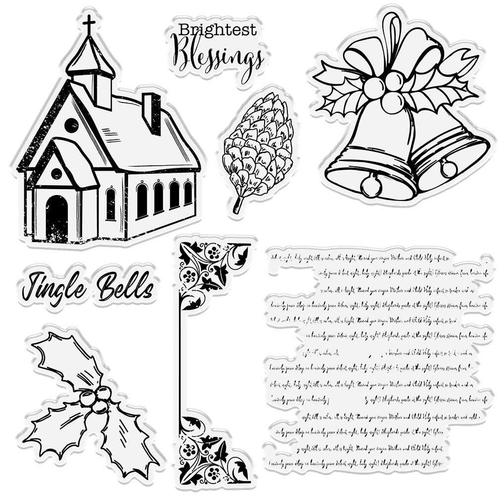 Crafter's Companion - Clear Acrylic Stamp Set - Christmas Blessings
