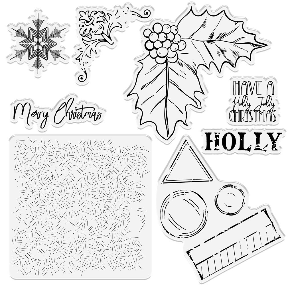 Crafters Companion - Clear Acrylic Stamp - Holly Christmas