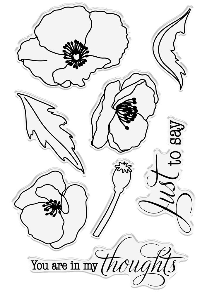 Clear Acrylic Stamp - Proud Poppies - 8pc Set