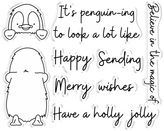 Gemini Peek-A-Boo Christmas Stamp & Die - Penguin