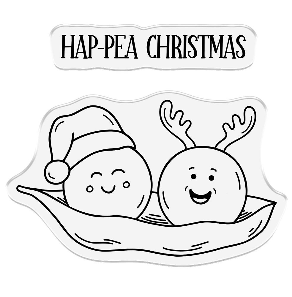 Crafters Companion Punny Christmas Photopolymer Stamp - Hap-pea Christmas