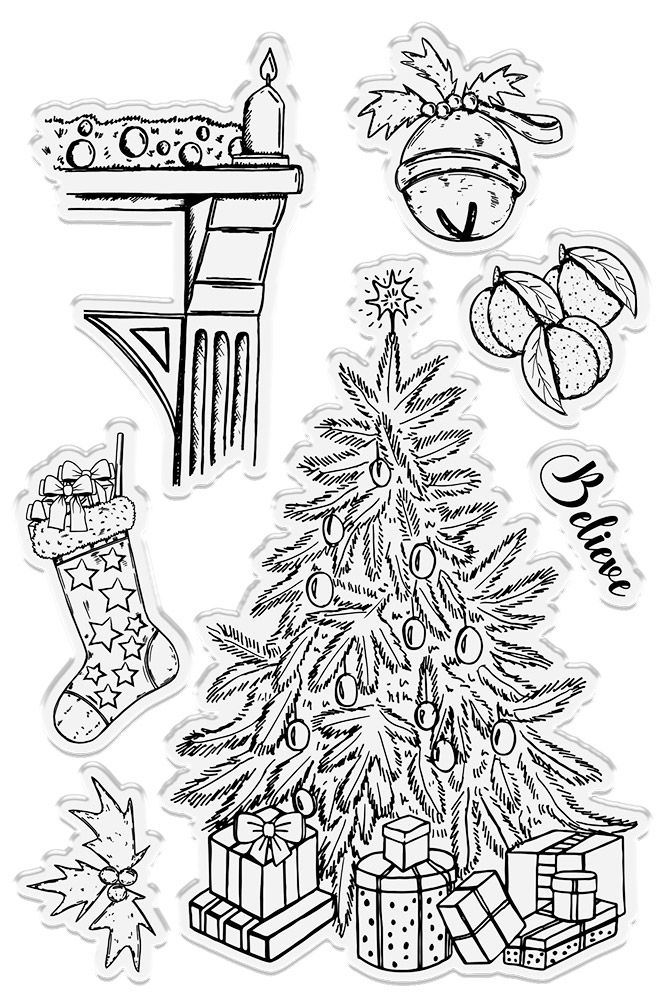 Sara Signature Twas the Night Before Christmas - Acrylic Stamp - Stockings by the Fire