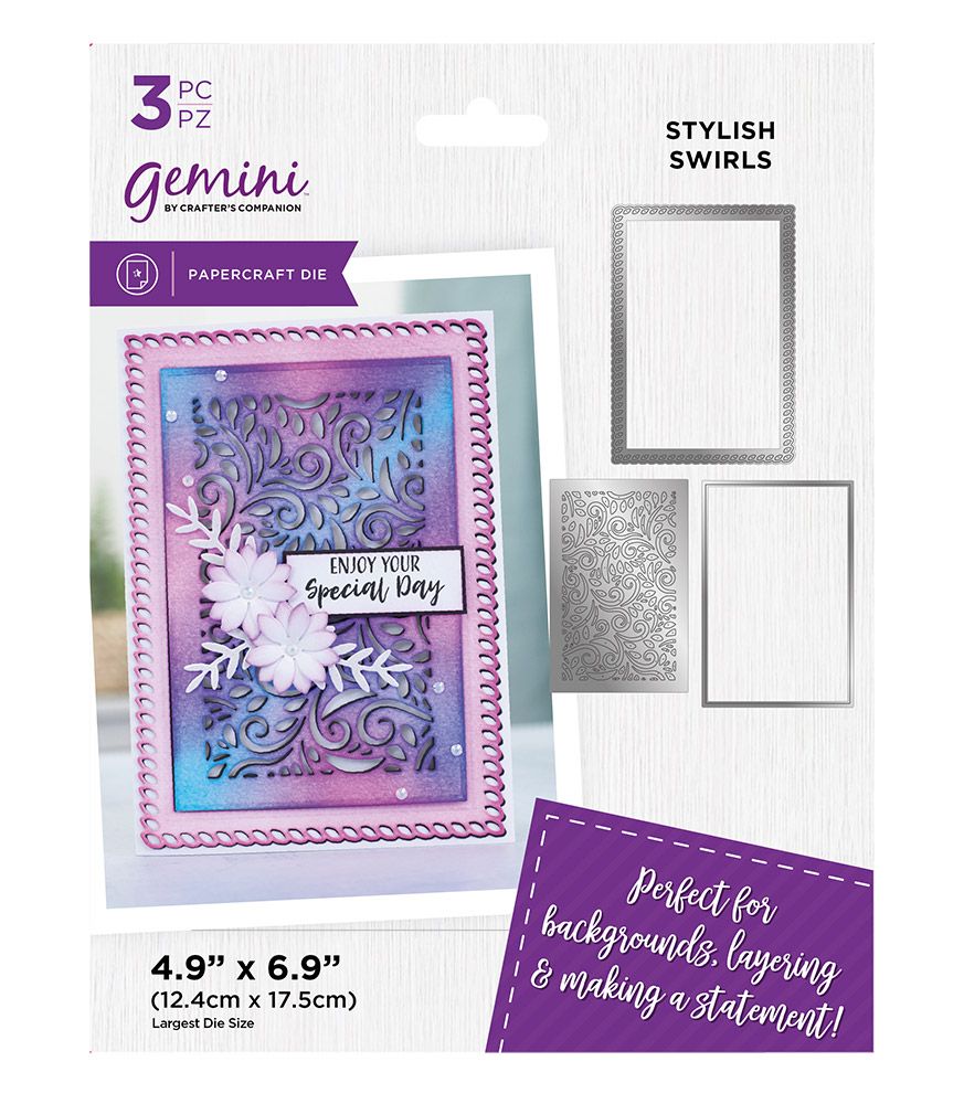 Gemini Deep Border Create-a-Card Die - Stylish Swirls