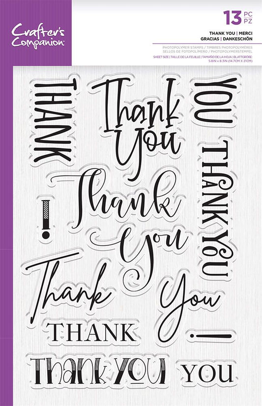 Crafters Companion Photopolymer Stamp - Thank You