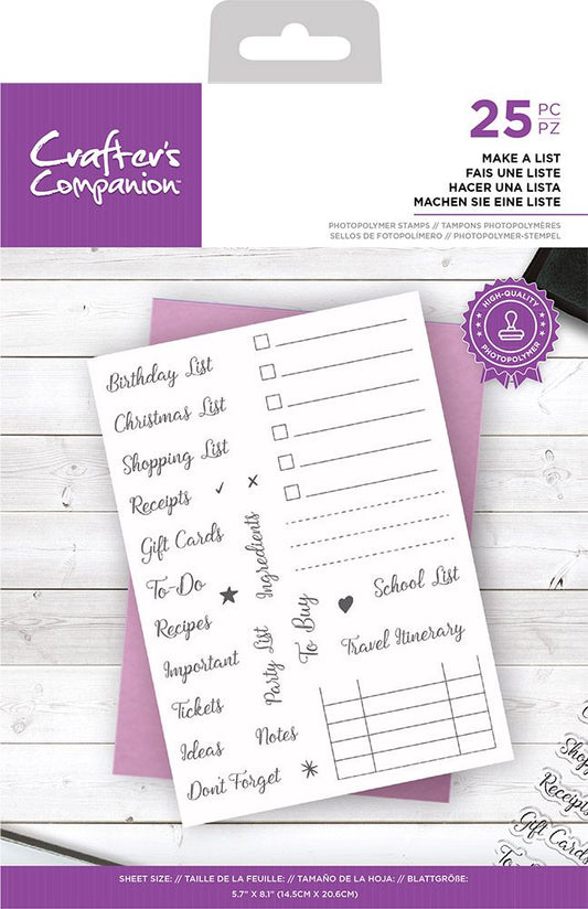 Crafters Companion Photopolymer Stamp - Make a List