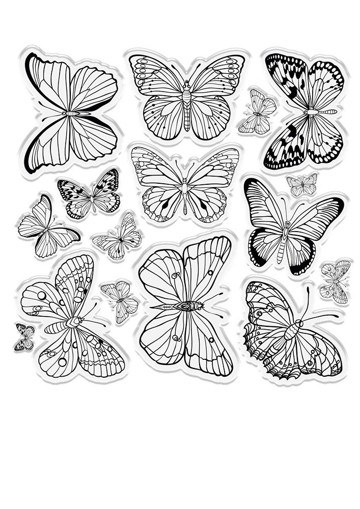 Sara Signature - Vintage Butterflies - Clear Acrylic Stamp - Beautiful Butterflies