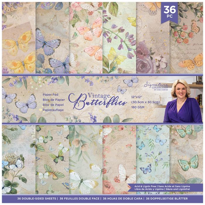 Sara Signature - Vintage Butterflies - 12x12 Paper Pad