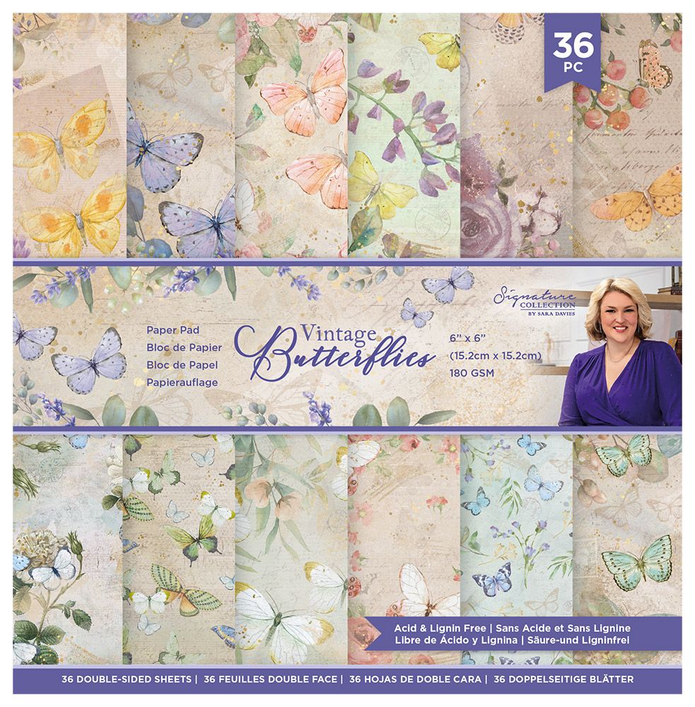 Sara Signature - Vintage Butterflies - 6x6 Paper Pad