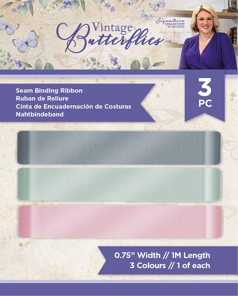 Sara Signature - Vintage Butterflies - Seam Binding Ribbon