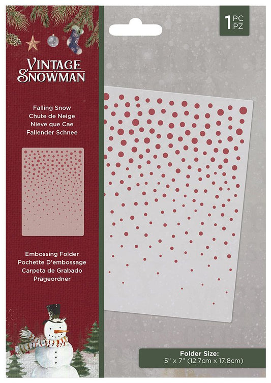 Vintage Snowman 5 x 7" Embossing Folder - Falling Snow
