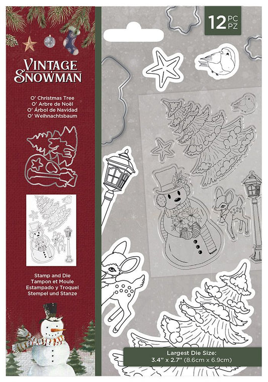 Vintage Snowman Stamp and Die - O Christmas Tree