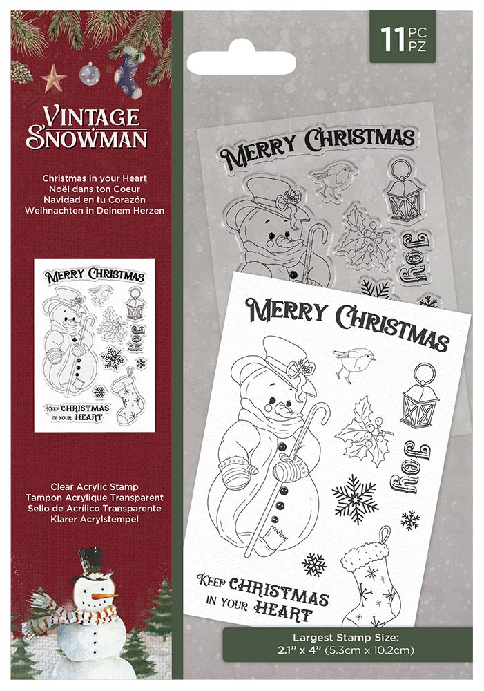 Vintage Snowman Clear Acrylic Stamp - Christmas in your Heart