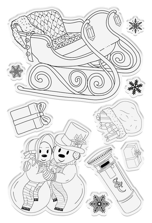 Vintage Snowman Stamp and Die - Dashing Through the Snow