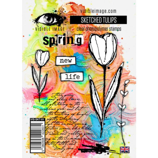 Visible Image Sketched Tulips Stamp Set