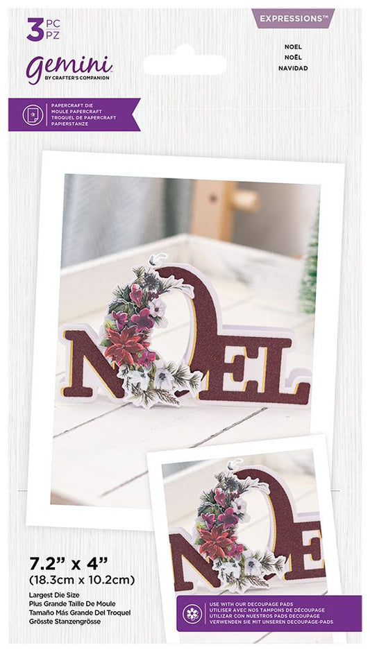 Gemini Winter Floral Expressions Die - Shaped Word - Noel