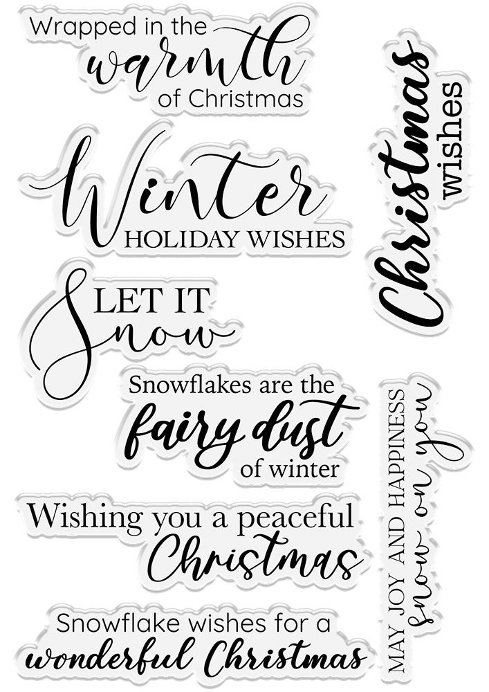 Sara Signature Winters Sparkle & Winter Holiday Wishes Clear Acrylic Stamp