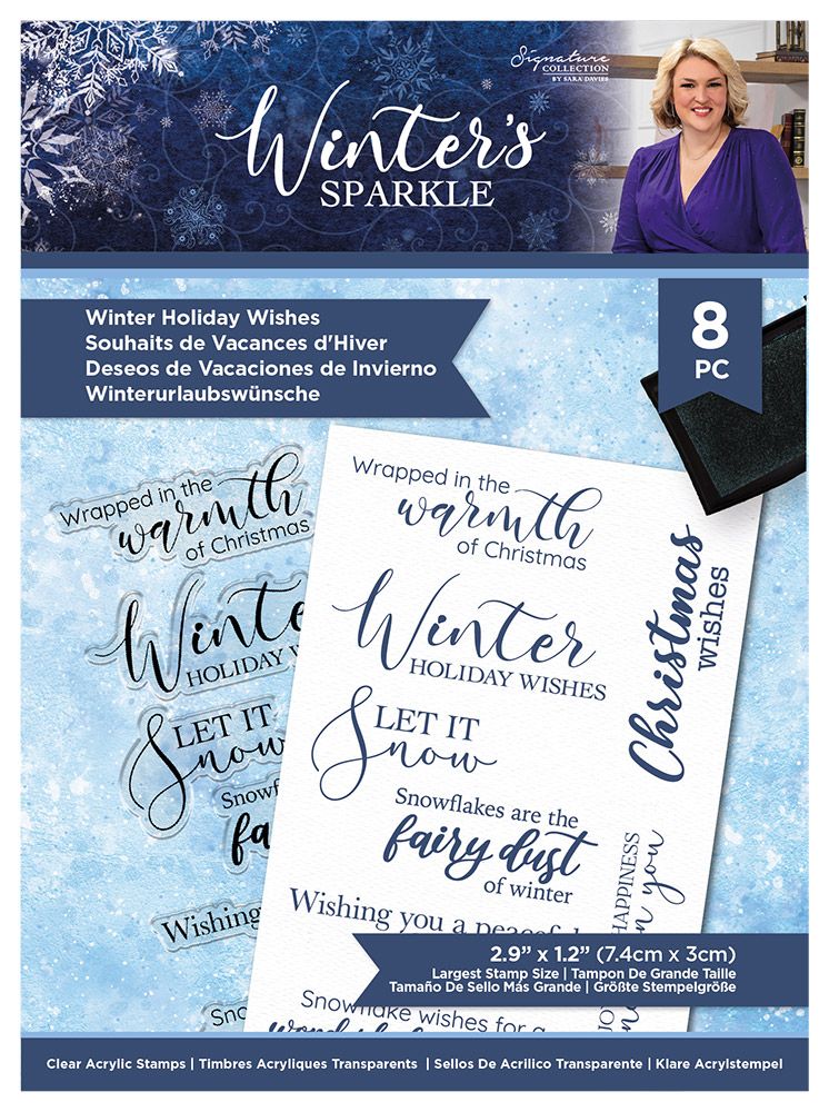 Sara Signature Winters Sparkle & Winter Holiday Wishes Clear Acrylic Stamp