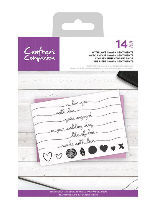 CC - Clear Acrylic Stamps - With Love Swash Sentiments