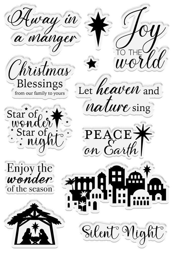 Bethlehem Collection Clear Acrylic Stamps - Wondrous Sentiments